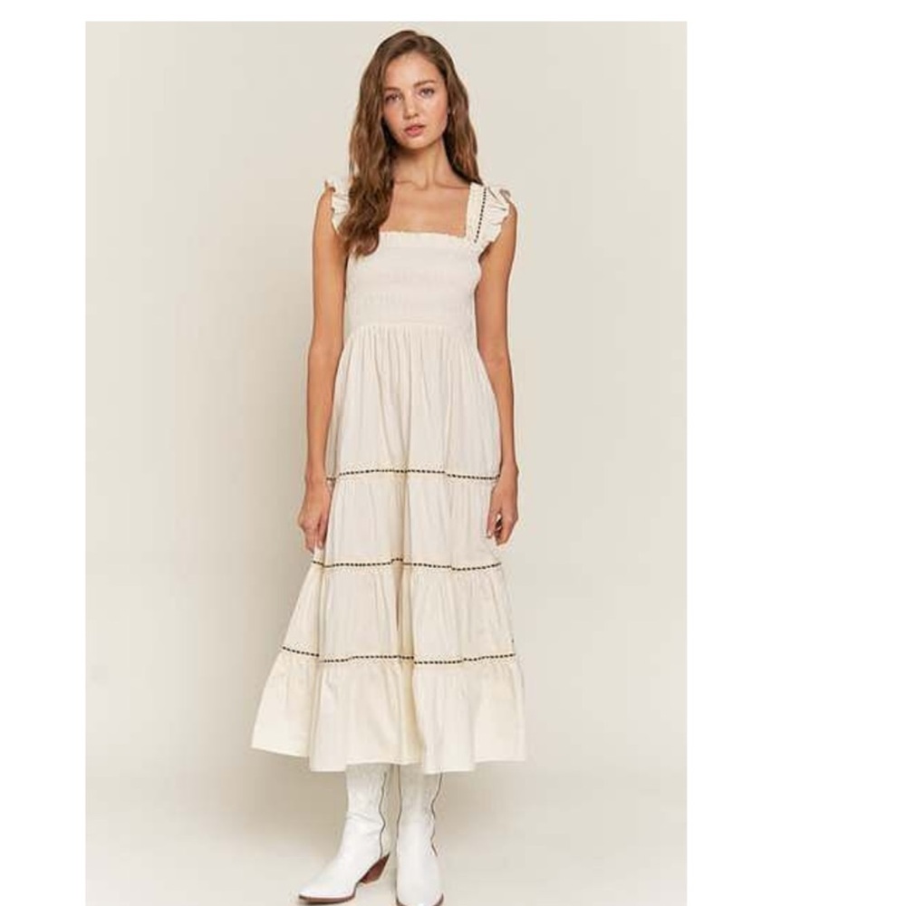 Pinkblush Ivory Smocked Tiered Maxi Dress Western Vibes